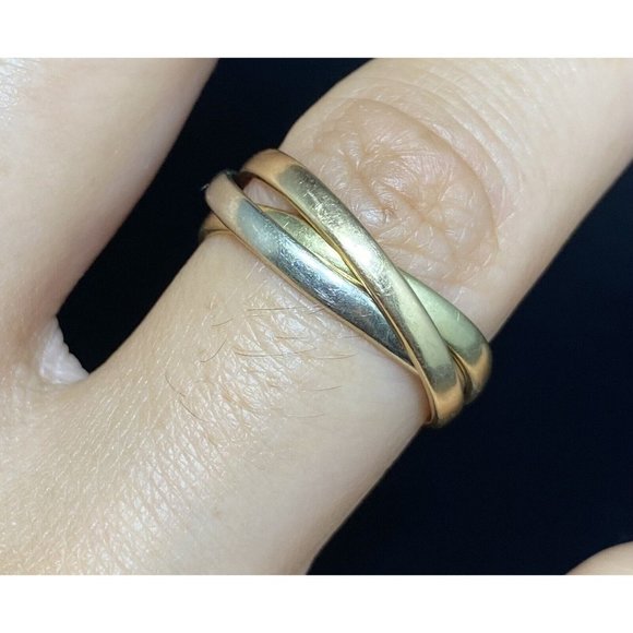 Solid 14k Tri Yellow White Rose Gold Interlocking Infinity Band Ring Size 7 - Picture 6 of 7